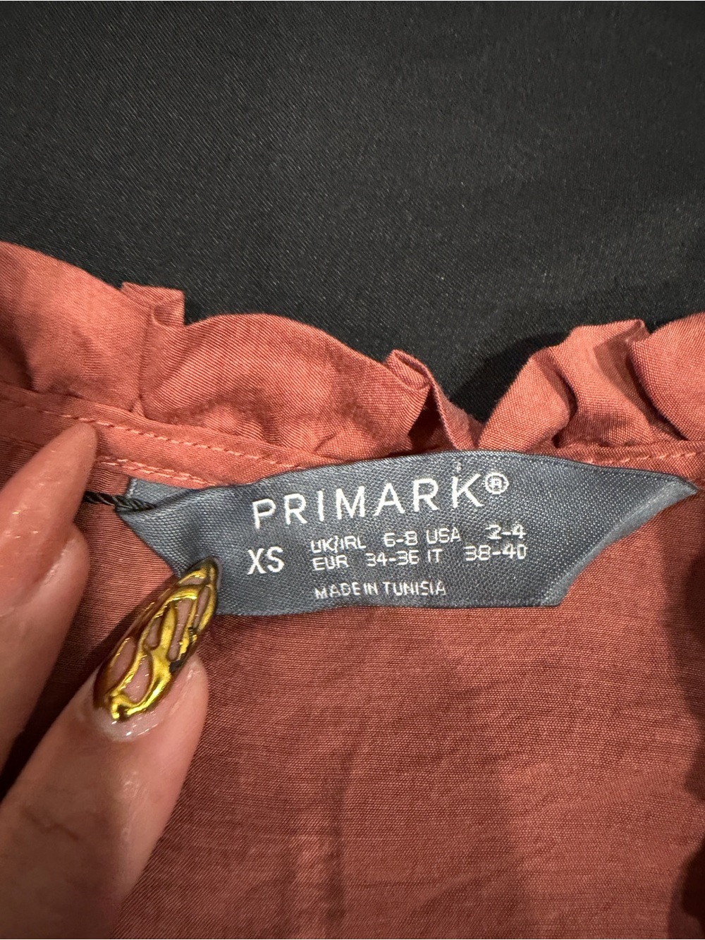 Primark Rust Ruffled Tie-Neck Peasant Blouse - Picture 6 of 6